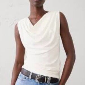 Banana Republic Factory Cowl Neck Top. Off White.  Size Large. NWOT